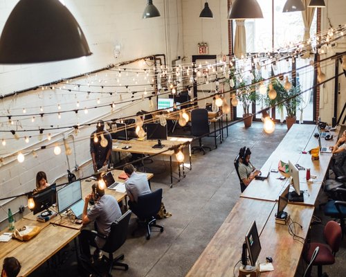 Person working in a modern coworking space